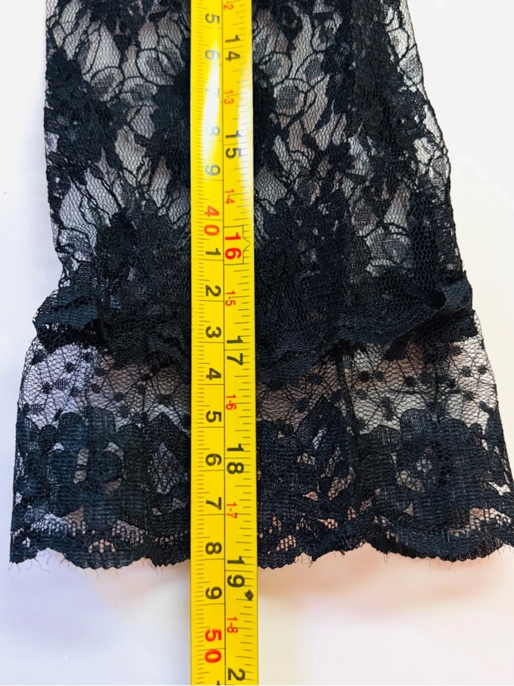 Vtg New Black Lace Gloves Ruffle Wrist Opera Sheer Evening Party Costume Goth